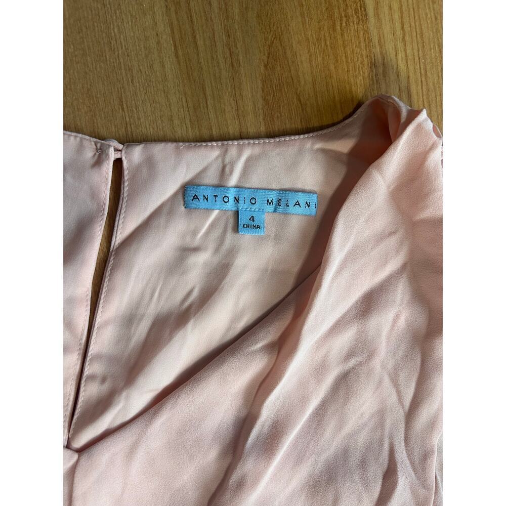 Antonio Melani Blush Pink Maxi Dress V-Neck Flutter Sleeve Cinched Waist Sz 4 - Picture 8 of 10